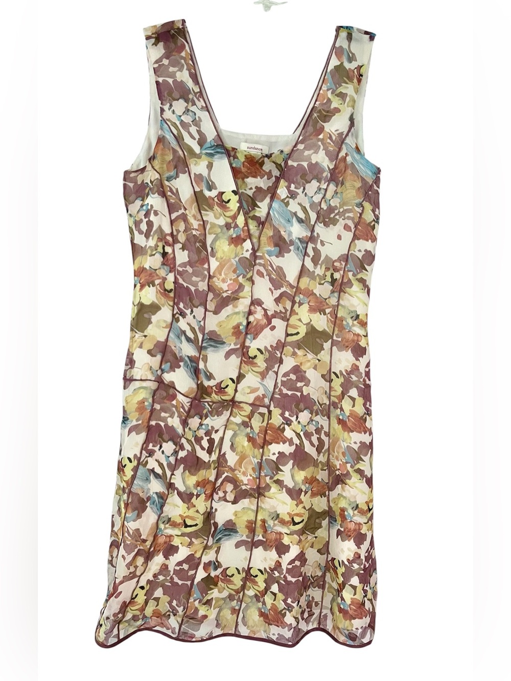 Sundance 100% Silk Floral Print Midi Dress Sz 12